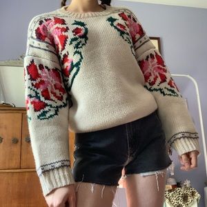 TOPSHOP OVERSIZED FLORAL BROCADE SWEATER